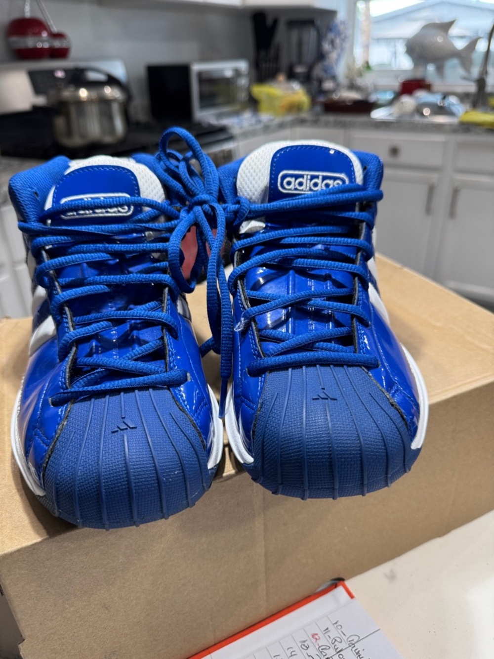 Adidas Pro Model Basketball Shoes Kids Size 6 Blue Good Patent Leather Shell Toe